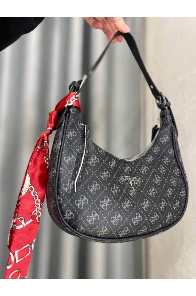 Сумка для дівчинки 4139 екошкіра чорний GUESS зі стрічкою 15 х 28 х 6 см