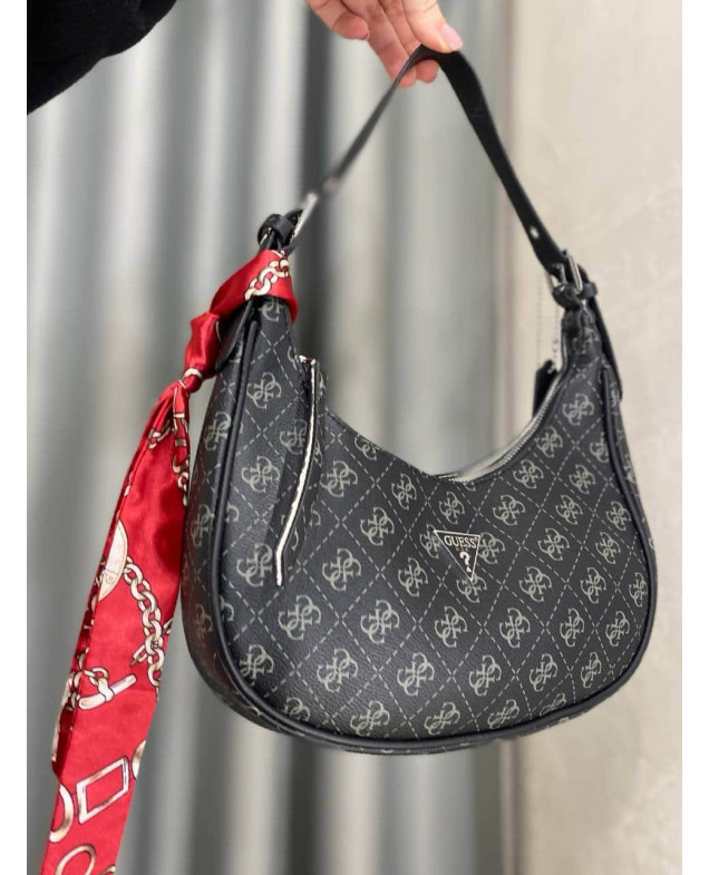 Сумка для дівчинки 4139 екошкіра чорний GUESS зі стрічкою 15 х 28 х 6 см
