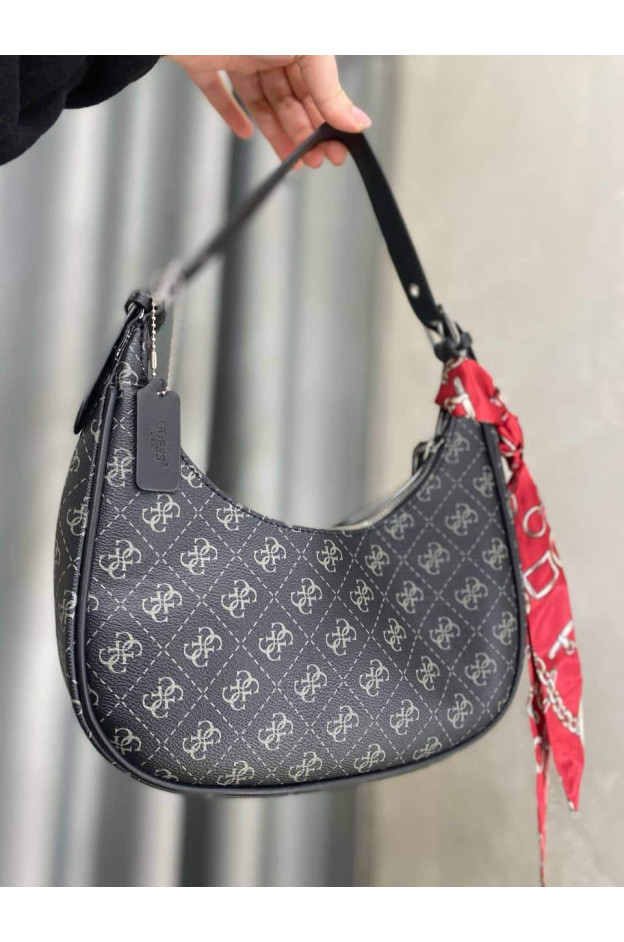 Сумка для дівчинки 4139 екошкіра чорний GUESS зі стрічкою 15 х 28 х 6 см