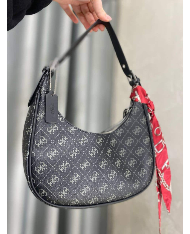 Сумка для дівчинки 4139 екошкіра чорний GUESS зі стрічкою 15 х 28 х 6 см