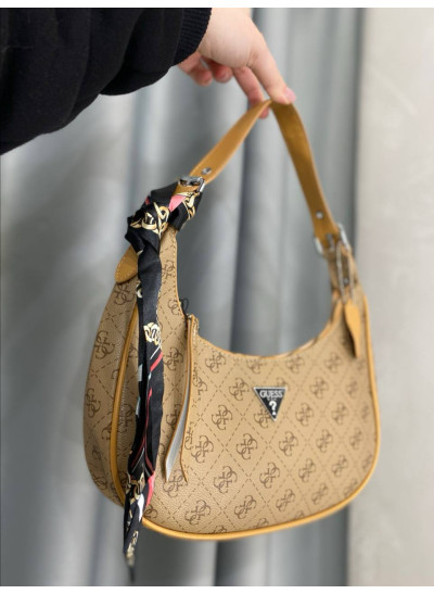 Сумка для дівчинки 4139 екошкіра бежевий GUESS зі стрічкою 15 х 28 х 6 см