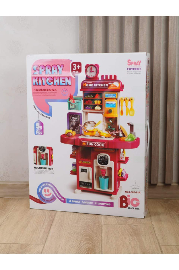 Кухня для дівчинки L666-91A Spray kitchen, 50 елементів, звук/підсвічування, 77 см