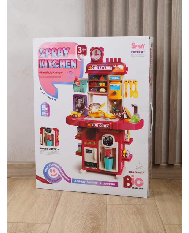 Кухня для дівчинки L666-91A Spray kitchen, 50 елементів, звук/підсвічування, 77 см