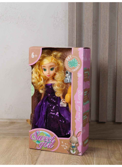 Лялька для дівчинки LK2558A Sweet Girl, фіолетова сукня