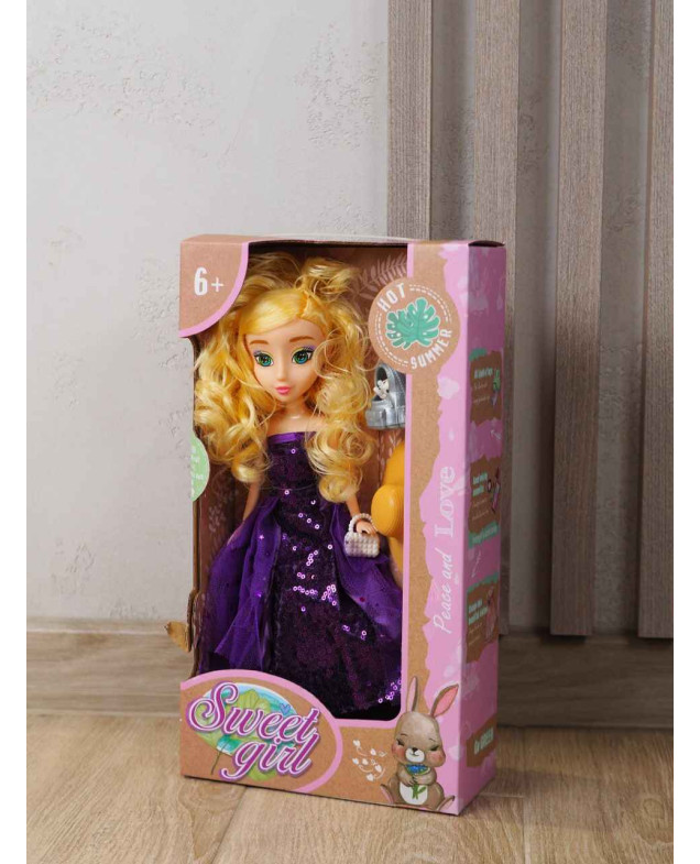 Лялька для дівчинки LK2558A Sweet Girl, фіолетова сукня