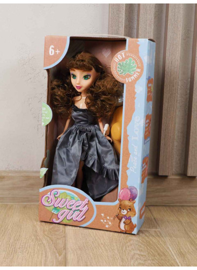 Лялька для дівчинки LK2558A Sweet Girl, сіра сукня