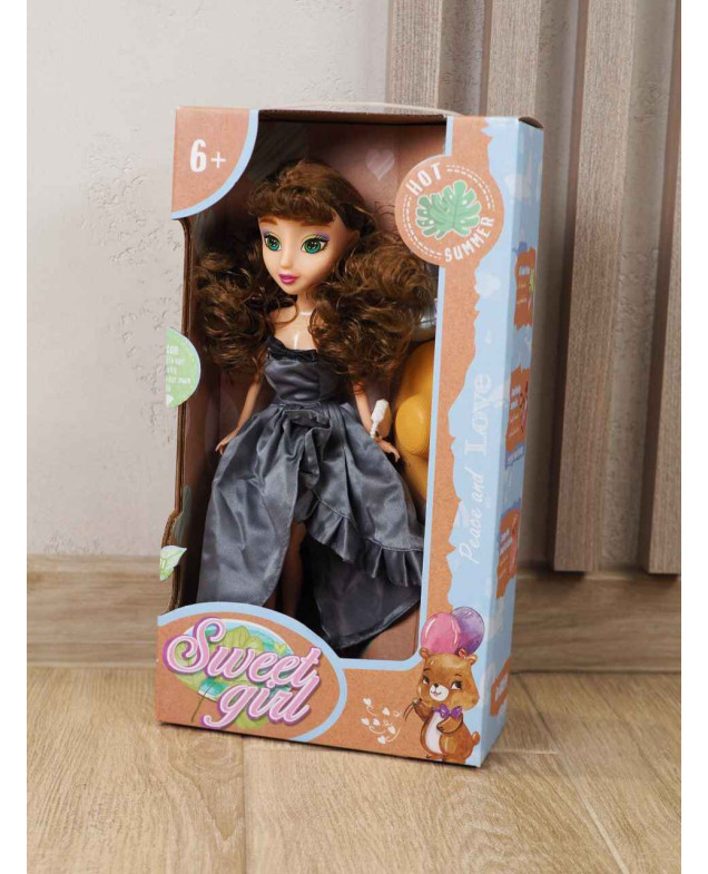 Лялька для дівчинки LK2558A Sweet Girl, сіра сукня
