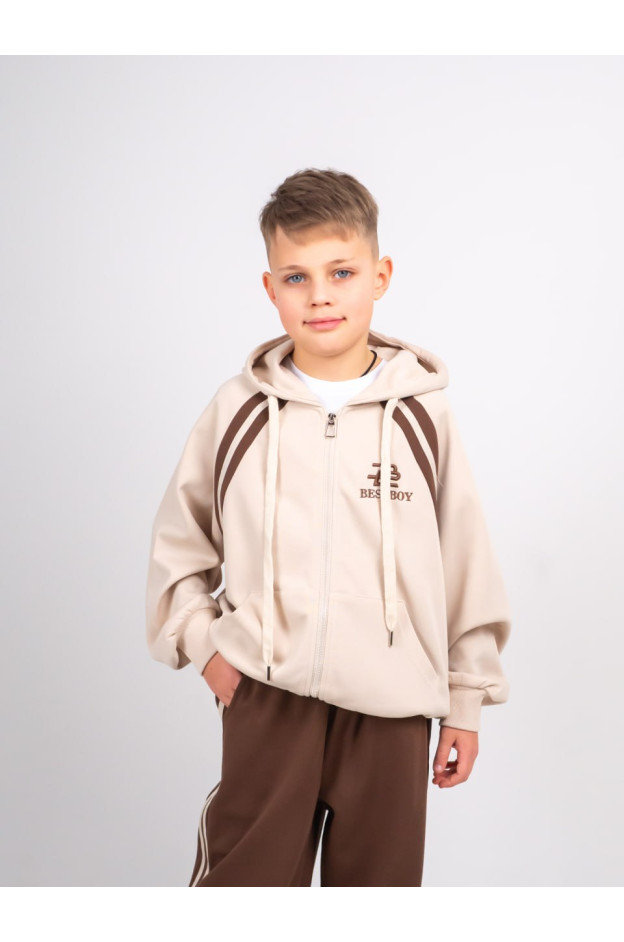 Костюм спортивний для хлопчика весна/осінь B806 котон лате/мокко Bestboy 150(р)