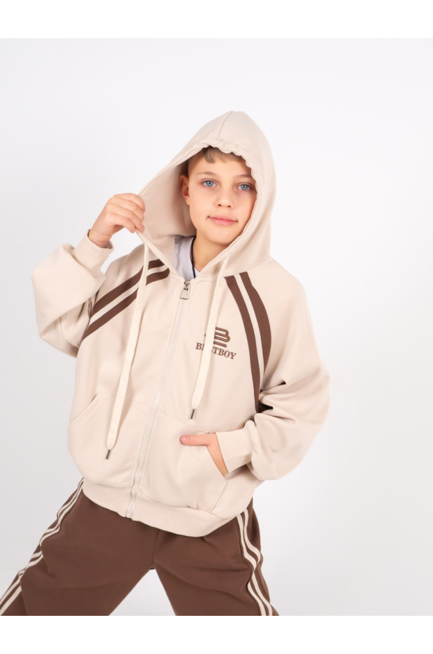 Костюм спортивний для хлопчика весна/осінь B806 котон лате/мокко Bestboy 160(р)