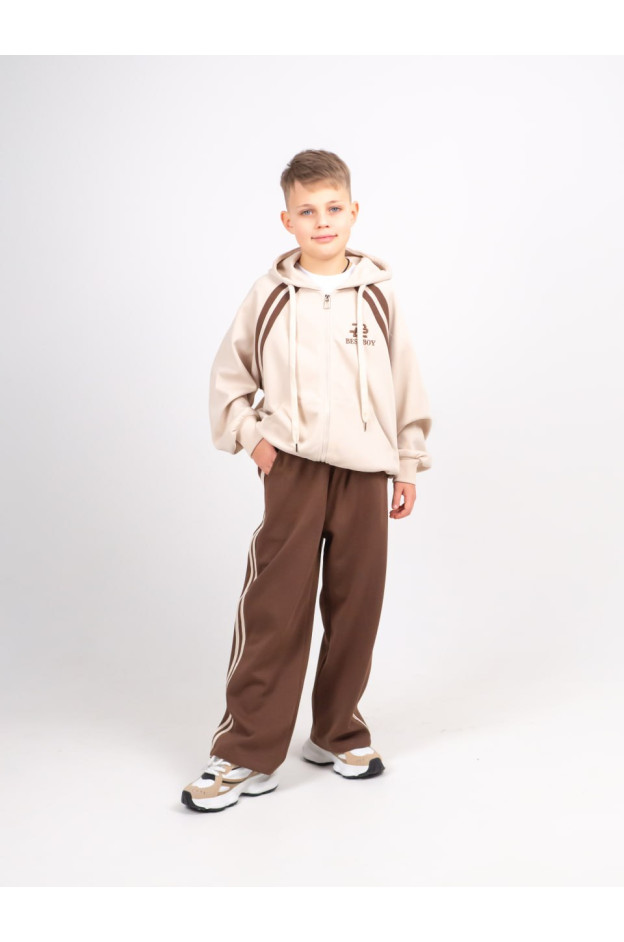 Костюм спортивний для хлопчика весна/осінь B806 котон лате/мокко Bestboy 160(р)