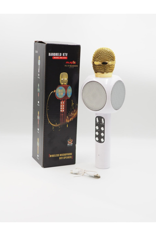 Мікрофон для дітей C48342 білий бездротовий, bluetooth/колонка