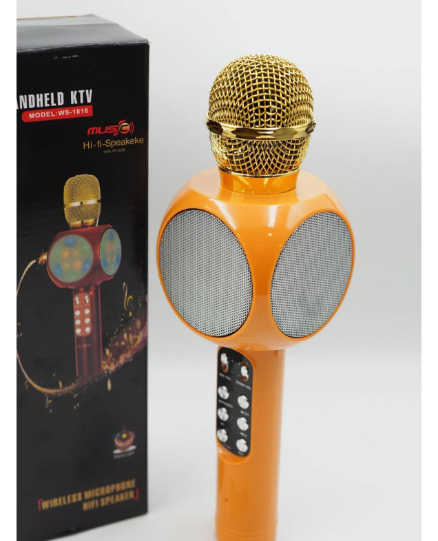 Мікрофон для дітей C48342 золотий бездротовий, bluetooth/колонка
