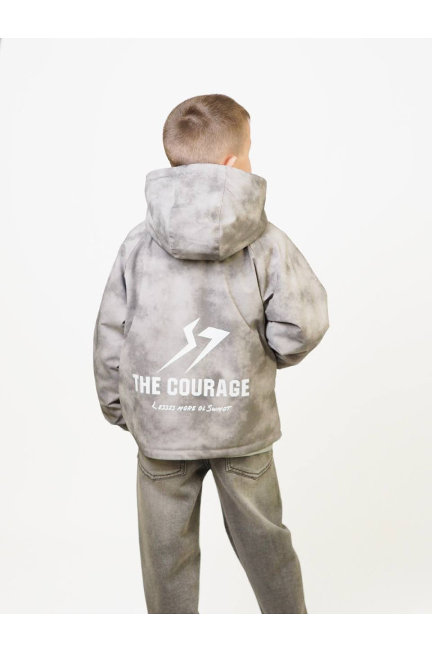 Куртка для хлопчика весна/осінь 20970 плащівка/котон сірий/чорний The courage двостороння 140(р)