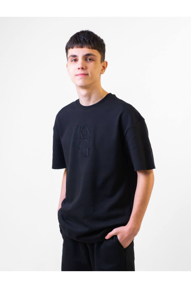 Костюм для хлопчика на літо 7702 котон чорний KNG 140(р)