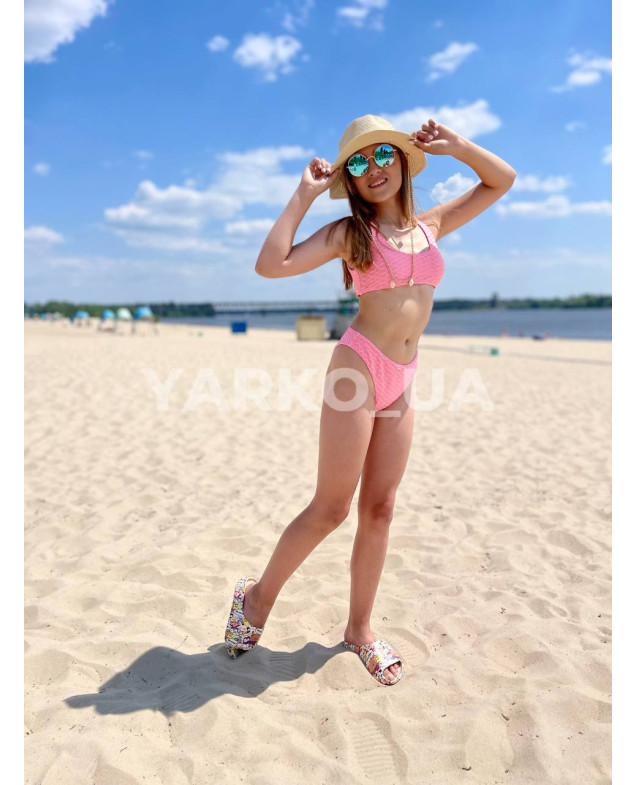 Купальник Look-Fashion літо для дівчаток 22-001 жатка рожевий L(42)(р)