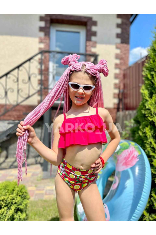 Купальник Look-Fashion літо для дівчаток 1110-1 лимони червоний 116(32)(р)