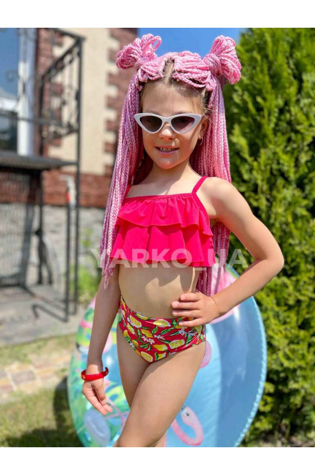 Купальник Look-Fashion літо для дівчаток 1110-1 лимони червоний 116(32)(р)