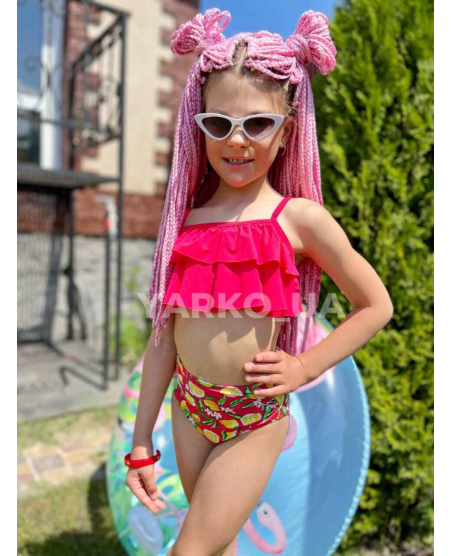 Купальник Look-Fashion літо для дівчаток 1110-1 лимони червоний 116(32)(р)