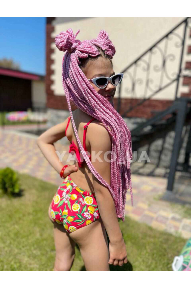 Купальник Look-Fashion літо для дівчаток 1110-1 лимони червоний 116(32)(р)