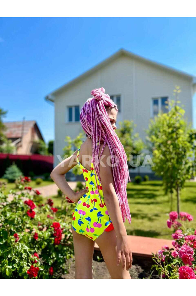 Купальник Look-Fashion літо для дівчаток N514 суцільний вишенька салатовий 104(30)(р)