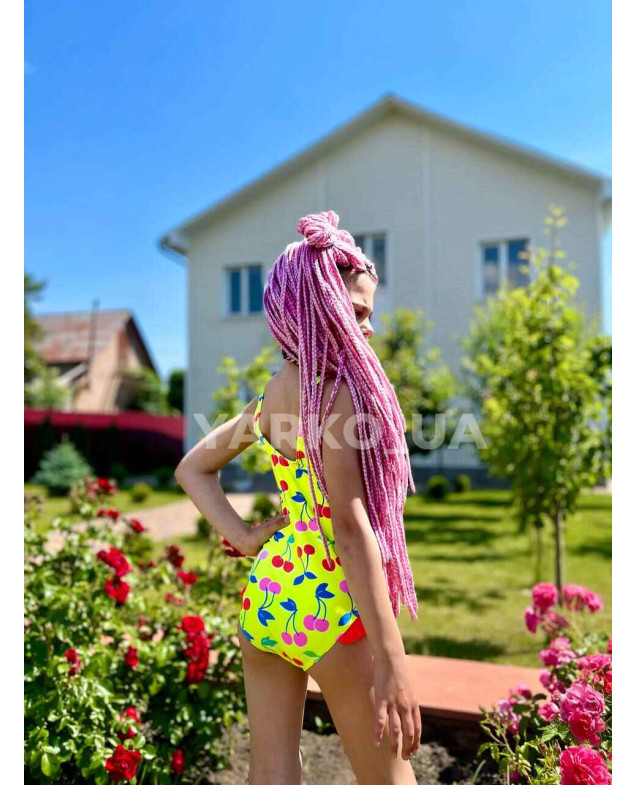 Купальник Look-Fashion літо для дівчаток N514 суцільний вишенька салатовий 104(30)(р)