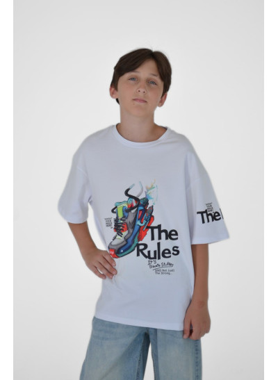 Футболкf для хлопчика або для дівчинки на літо 2089-B котон білий The Rules 170(р)