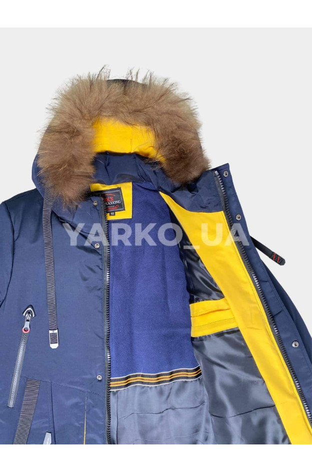 Куртка для хлопчика на зиму 2208# холофайбер/фліс стрічка на кишені темно-синій 152(р)
