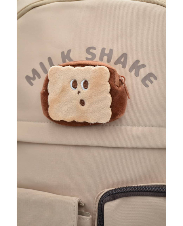 Рюкзак для дівчинки або для хлопчика S391 текстиль бежевий 45*31*12 Milk Shake