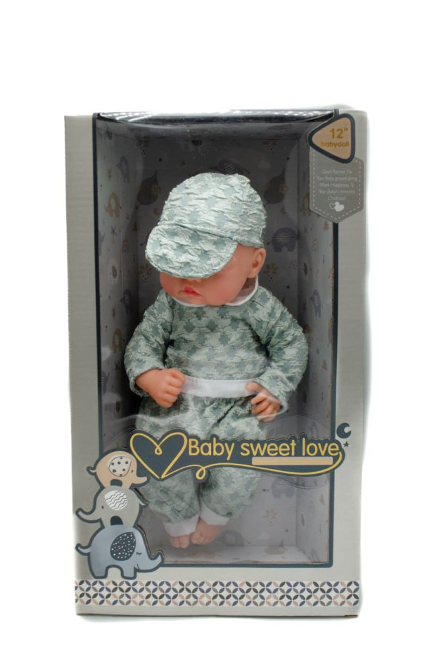 Пупс для дітей S012-7B Baby sweet love,смарагдовий костюм,28 см