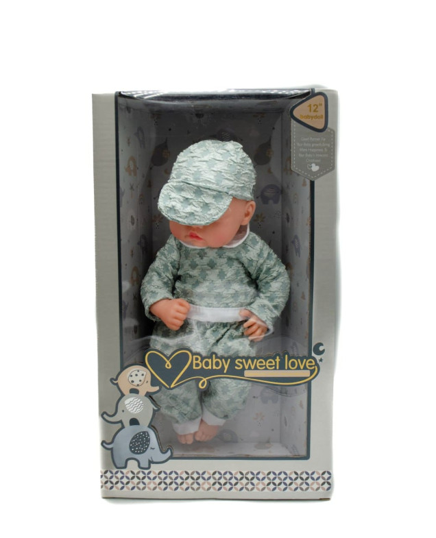 Пупс для дітей S012-7B Baby sweet love,смарагдовий костюм,28 см