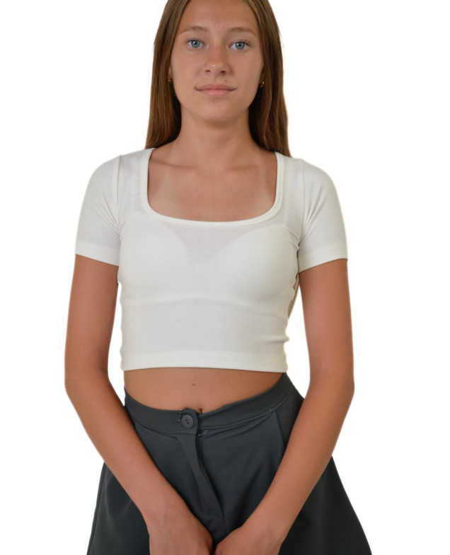 Футболка-топ для дівчинки на літо 400077 котон/поліестер молочний база L(р)