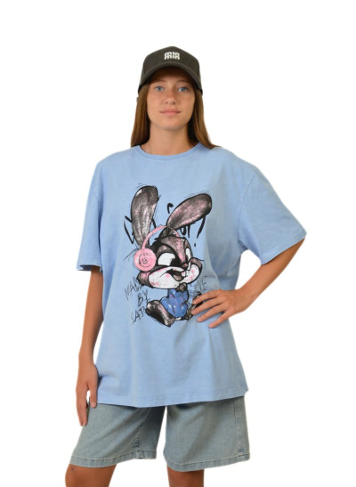 Футболка для дівчинки на літо TR160 котон блакитний Rabbit L(р)