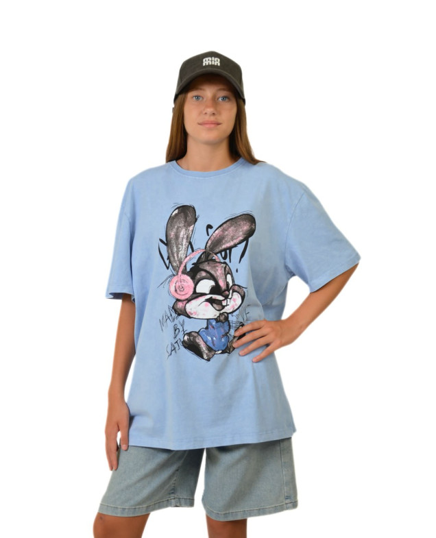 Футболка для дівчинки на літо TR160 котон блакитний Rabbit L(р)