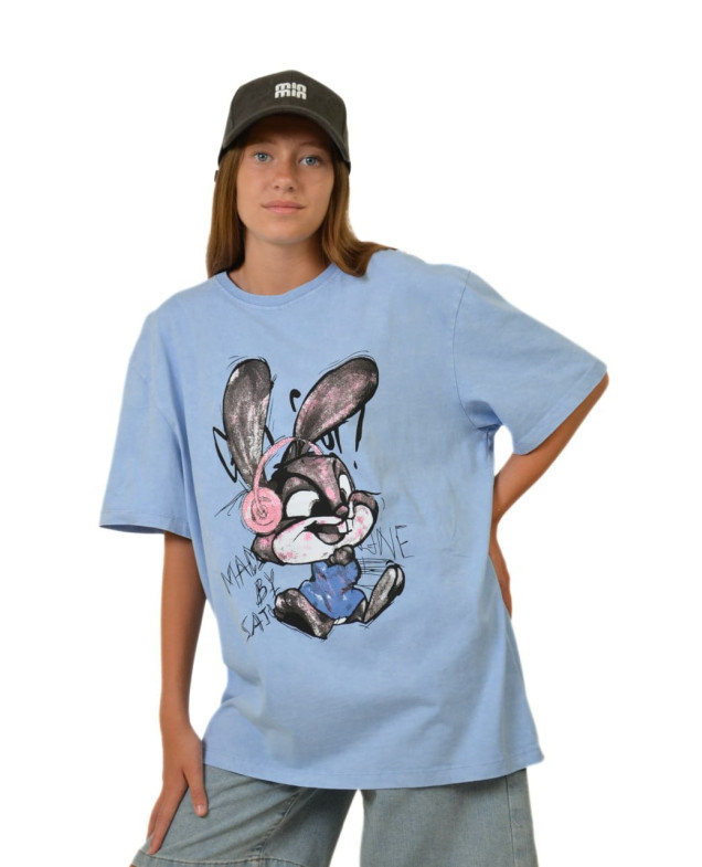 Футболка для дівчинки на літо TR160 котон блакитний Rabbit L(р)