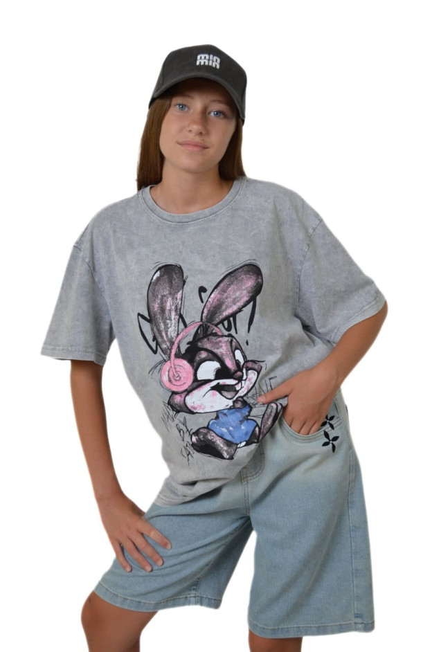 Футболка для дівчинки на літо TR160 котон сірий Rabbit L(р)