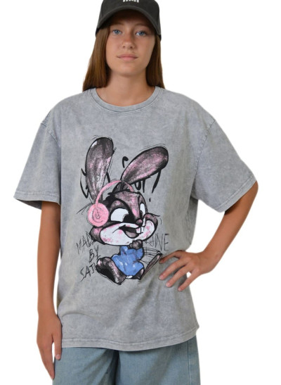 Футболка для дівчинки на літо TR160 котон сірий Rabbit L(р)