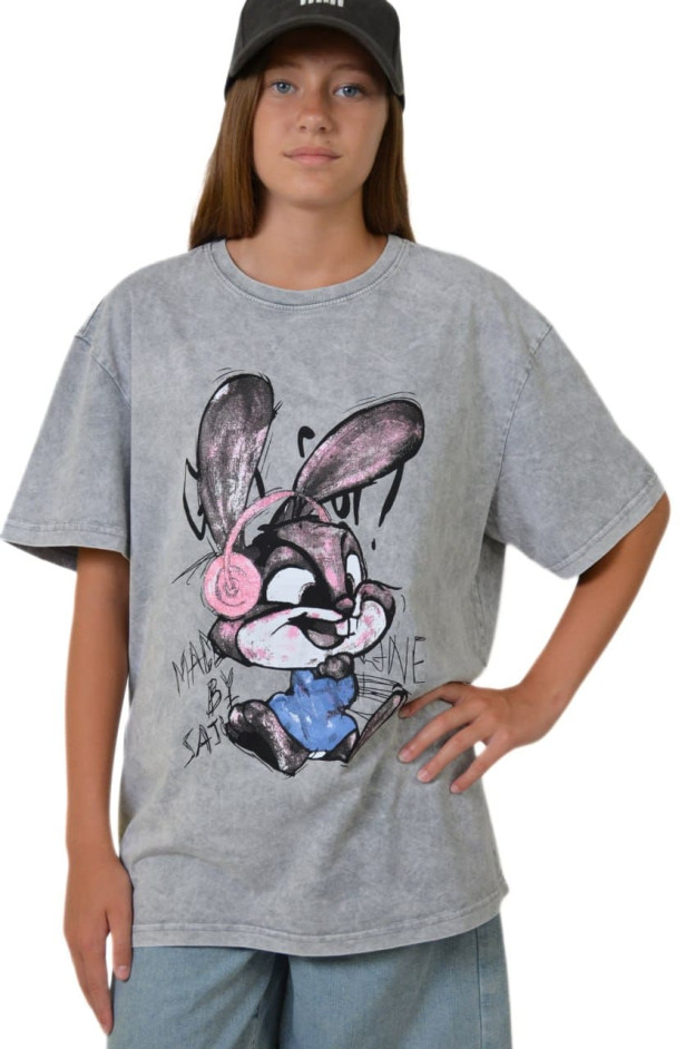 Футболка для дівчинки на літо TR160 котон сірий Rabbit L(р)