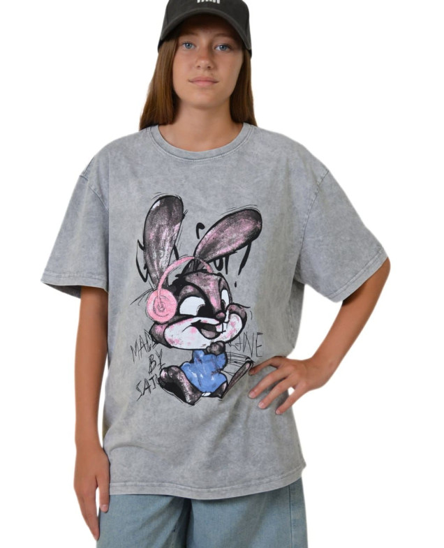 Футболка для дівчинки на літо TR160 котон сірий Rabbit L(р)