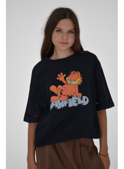 Футболка для дівчинки на літо 500128 котон чорний GARFIELD one size(р) 