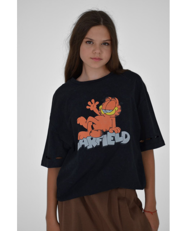 Футболка для дівчинки на літо 500128 котон чорний GARFIELD one size(р) 