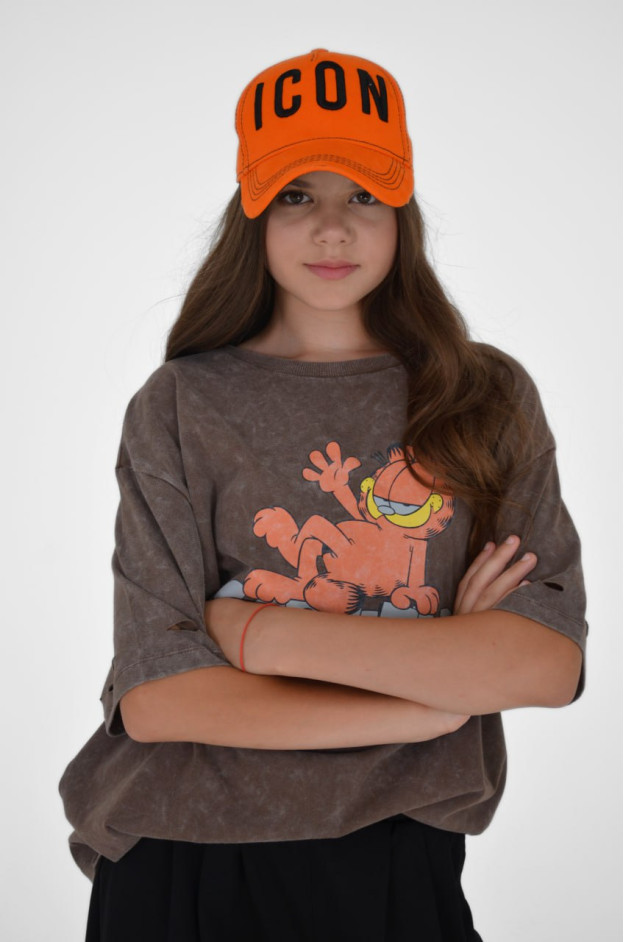 Футболка для дівчинки на літо 500128 котон коричневий GARFIELD one size(р)