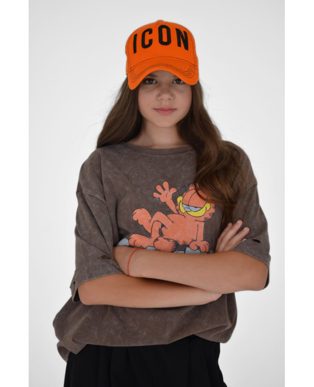 Футболка для дівчинки на літо 500128 котон коричневий GARFIELD one size(р)