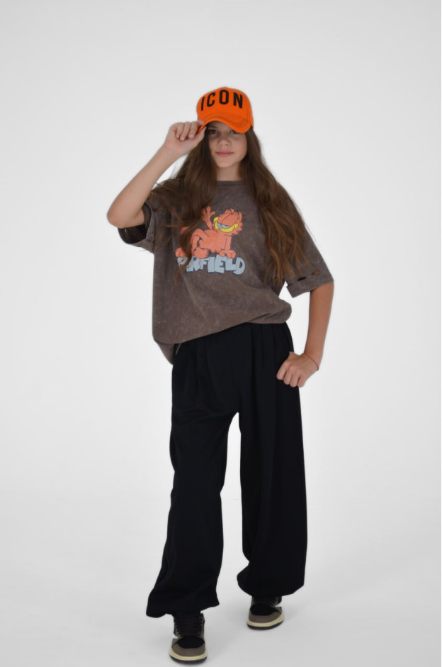 Футболка для дівчинки на літо 500128 котон коричневий GARFIELD one size(р)