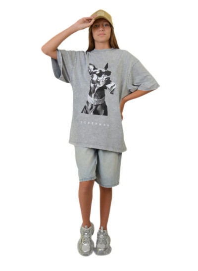 Футболка для дівчинки на літо TR013 котон сірий DOBERMAN one size(р)