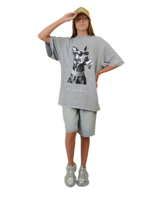 Футболка для дівчинки на літо TR013 котон сірий DOBERMAN one size(р)