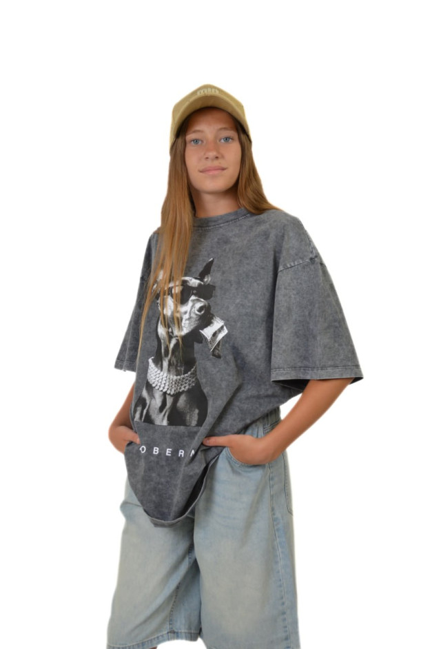 Футболка для дівчинки на літо TR013 котон графіт DOBERMAN one size(р)