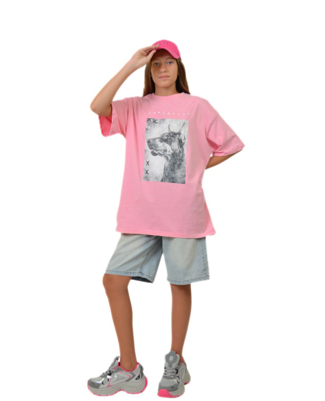 Футболка для дівчинки на літо 2862 котон рожевий DOBERMAN XX one size(р)