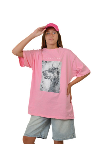 Футболка для дівчинки на літо 2862 котон рожевий DOBERMAN XX one size(р)