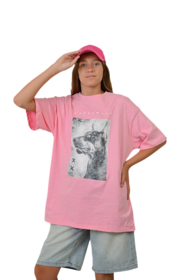 Футболка для дівчинки на літо 2862 котон рожевий DOBERMAN XX one size(р)