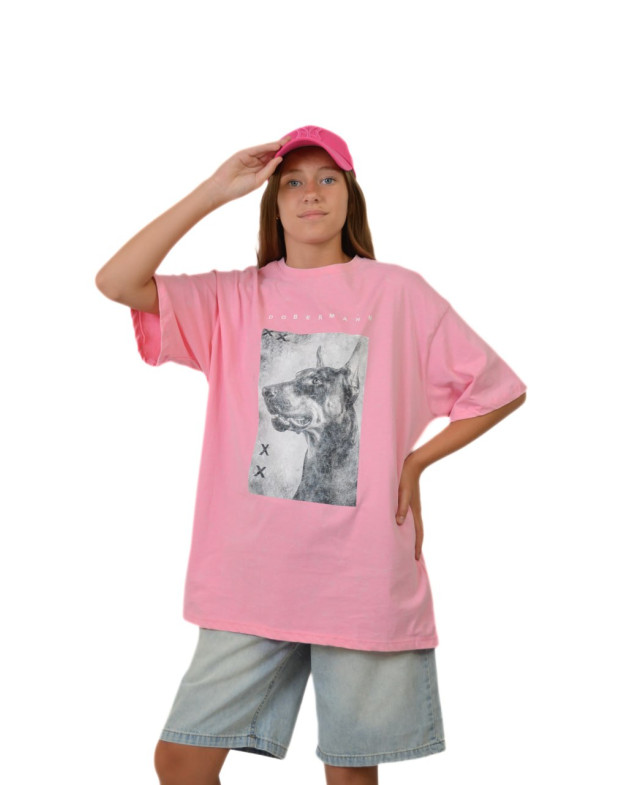 Футболка для дівчинки на літо 2862 котон рожевий DOBERMAN XX one size(р)